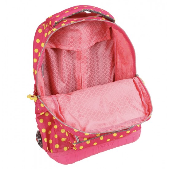 J World 16inch Lollipop Rolling Backpack with Lunch Bag- Pink Button J World 16inch Lollipop Rolling Backpack with Lunch Bag- Pink Button