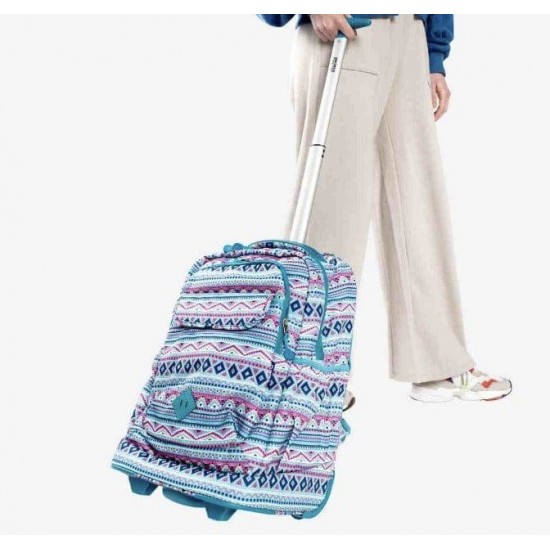 J World 18inch Sweep Rolling Backpack, Mint Tribal
