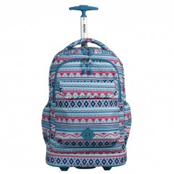 J World 18inch Sweep Rolling Backpack, Mint Tribal