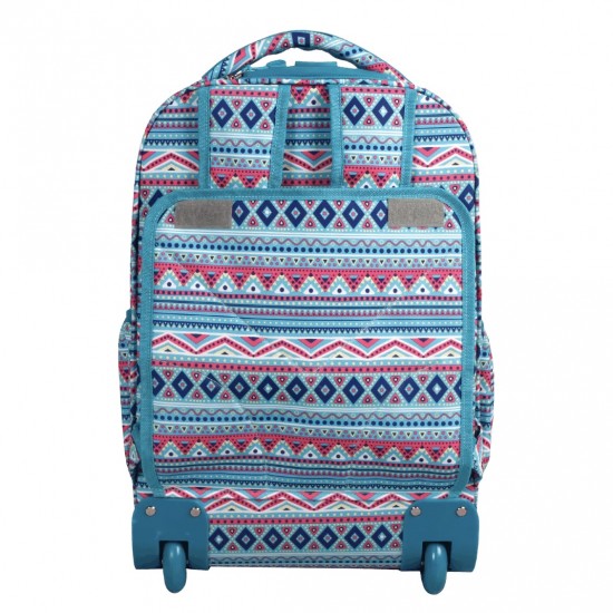 J World 18inch Sweep Rolling Backpack, Mint Tribal