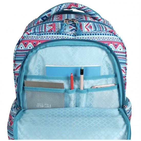 J World 18inch Sweep Rolling Backpack, Mint Tribal