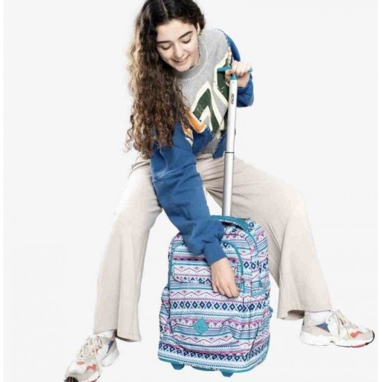 J World 18inch Sweep Rolling Backpack, Mint Tribal