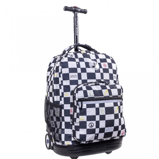J World 18inch Rolling Backpack, Icon Checkers