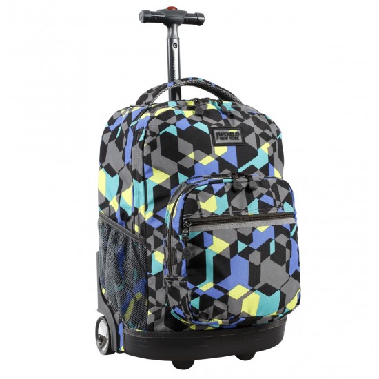 J World 18inch Rolling Backpack- Cubes
