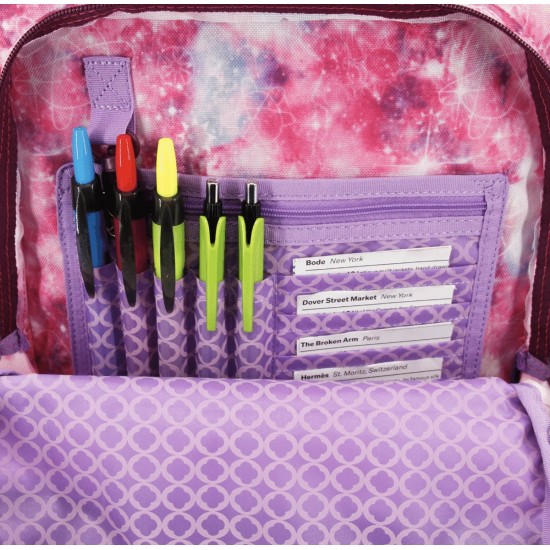 J World 18inch Rolling Backpack, Purple Galaxy