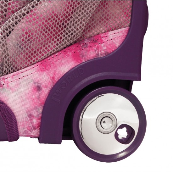J World 18inch Rolling Backpack, Purple Galaxy