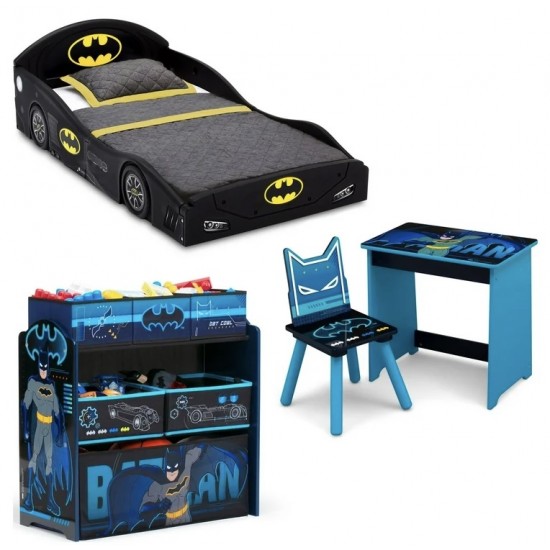 Delta Batman Room in. Box, Toddler bed, Toy Bin, Desk and Chair Set