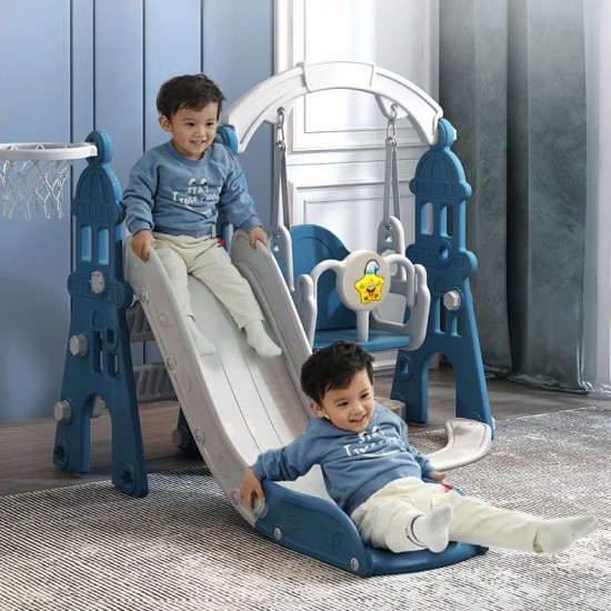 Toddler Indoor and Outdoor Swing and Slide Set, Blue Toddler Indoor and Outdoor Swing and Slide Set, Blue