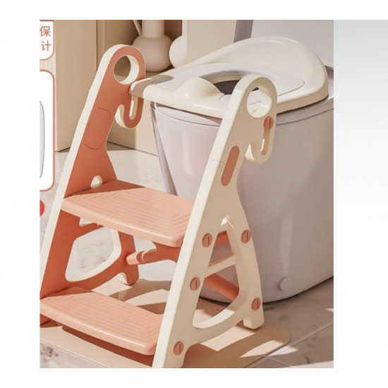 BUBBAS Potty Training Toilet Seat with Step Ladder, Short, Pink