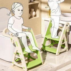 BUBBAS Potty Training Toilet Seat with Step Ladder, Short, Green BUBBAS Potty Training Toilet Seat with Step Ladder, Short, Green
