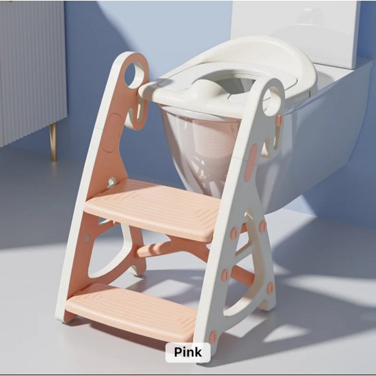 BUBBAS Potty Training Toilet Seat with Step Ladder, Short, Pink