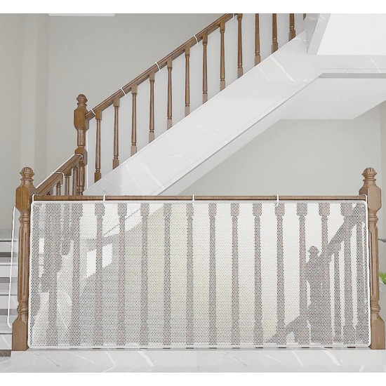 Stairway Railing Cover Safety Net, White