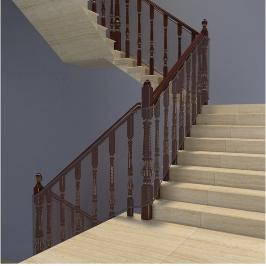 Stairway Railing Cover Safety Net, Brown