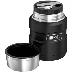 Thermos King Food Jar With Folding Spoon, 16 oz, Black