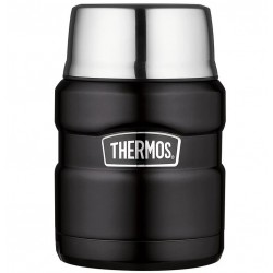 Thermos King Food Jar With Folding Spoon, 16 oz, Black