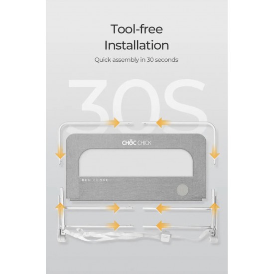 Chockchick 150 cm / 59 inches Long Bed Rail, Grey, 1 PIECE