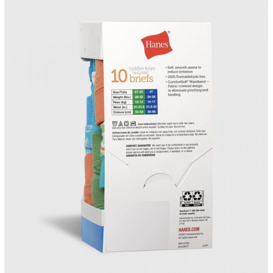 Hanes Toddler Boys' 10pk Pure Comfort Briefs