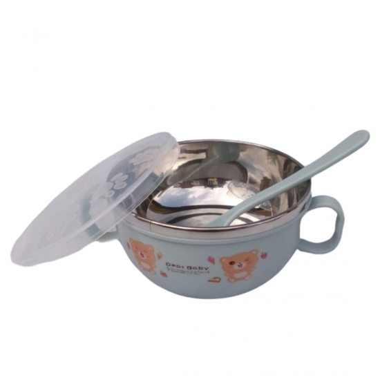 Snack and Cereal Bowl with Spoon, Blue Snack and Cereal Bowl with Spoon, Blue