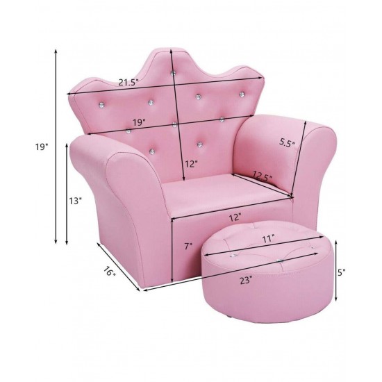 Crown Sofa with Ottoman ,Pink