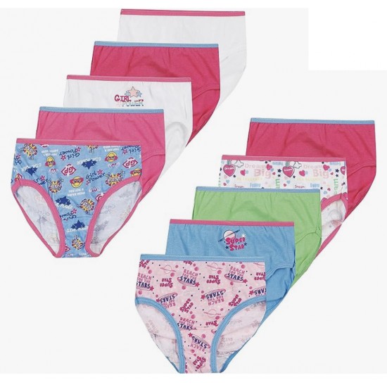 Hanes Girls' Tagless Super Soft Cotton Brief Underwear, 10 pack