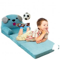 Plush 3-in-1 Foldable Kids Sofa, Blue Dog Plush 3-in-1 Foldable Kids Sofa, Blue Dog