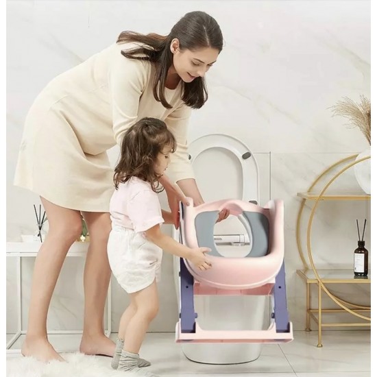 BUBBAS Potty Training Toilet Seat with Step Ladder, Pink/Purple