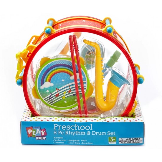 Playzone Preschool Rhythm & Drum Set, 8-Piece Playzone Preschool Rhythm & Drum Set, 8-Piece