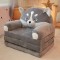 Plush 3-in-1 Foldable Kids Sofa, Grey