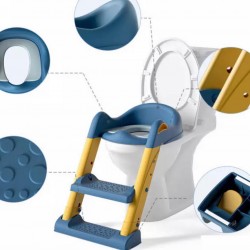 BUBBAS Potty Training Toilet Seat with Step Ladder, Blue/Yellow BUBBAS Potty Training Toilet Seat with Step Ladder, Blue/Yellow