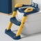 BUBBAS Potty Training Toilet Seat with Step Ladder, Blue/Yellow Froggie Eyes