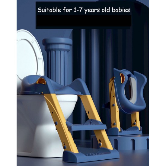 BUBBAS Potty Training Toilet Seat with Step Ladder, Blue/Yellow