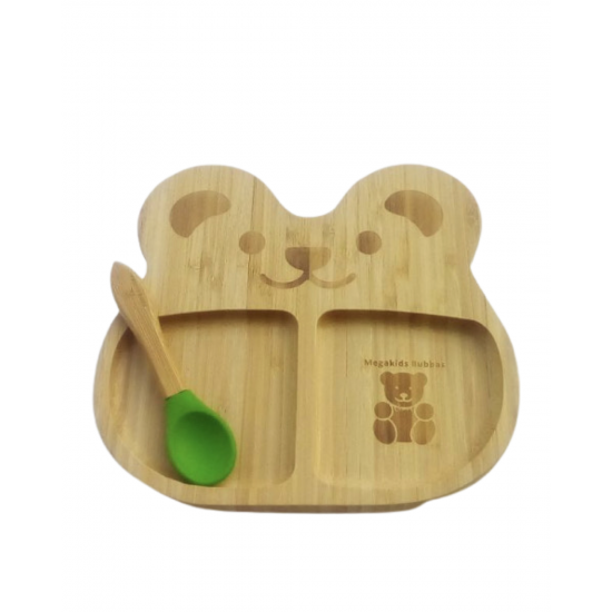 BUBBAS Bamboo Sectioned Plate, Bear BUBBAS Bamboo Sectioned Plate, Bear