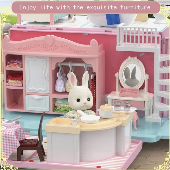 Camper Van Playset Pretend Play Dollhouse with Tiny Critters Camper Van Playset Pretend Play Dollhouse with Tiny Critters