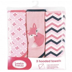 Luvable Friends 3 Pack Hooded Towel - Fox