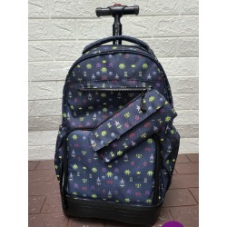 J World Trio 18" Rolling Bag with Inbuilt Lunch Bag and Pencil Case, Game