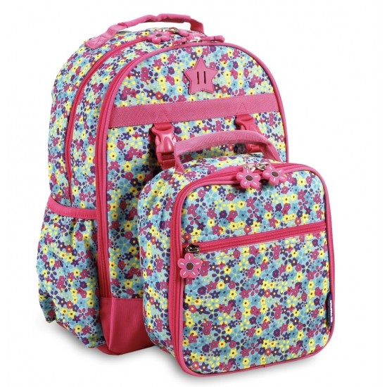 J World 16inch Duet Backpack & Lunch Bag- Floret