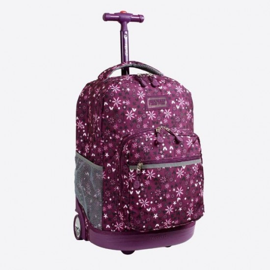 J World 18inch Rolling Backpack, Garden Purple
