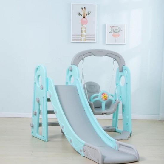 Toddler Indoor and Outdoor Swing and Slide Set, Green