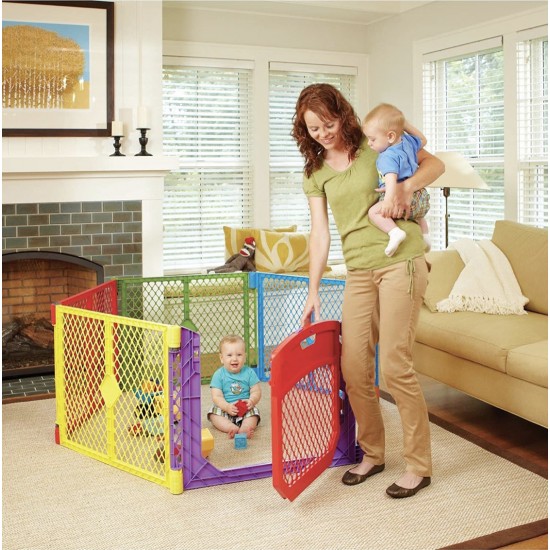 Toddleroo North States Superyard Colorplay Ultimate Freestanding 6 Panel Playpen Multi-Color