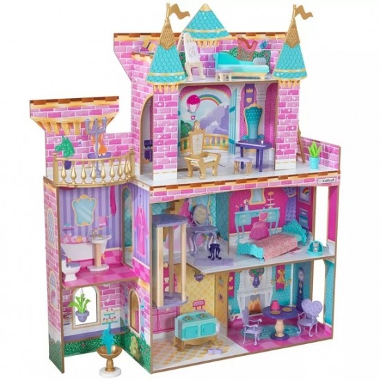KidKraft Princess Party Castle Dollhouse, Over 4 Feet Tall, Lights and Sounds EZ Assembly