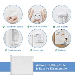 Retractable Baby Gate, White