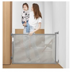 Retractable Baby Gate, Grey, 41inches Height