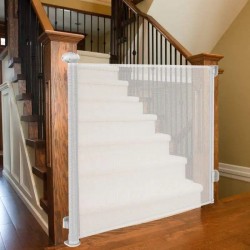Retractable Baby Gate, White Retractable Baby Gate, White