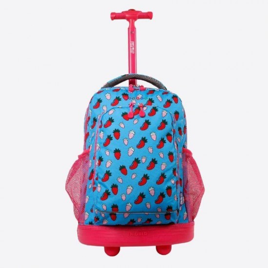 J World Sunny 17" Rolling Backpack, Strawberry J World Sunny 17" Rolling Backpack, Strawberry