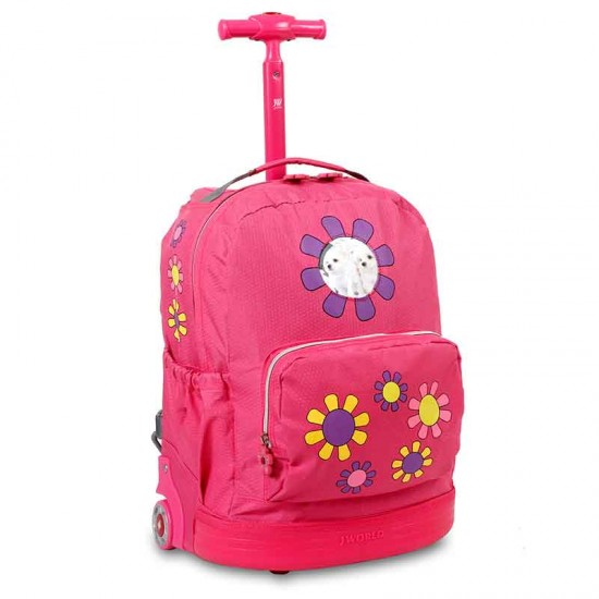 J World 16inch Sparkle Rolling Backpack, Daisy