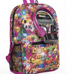 FAB NY Emoji 17inch Backpack With Headphone FAB NY Emoji 17inch Backpack With Headphone