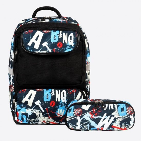 J World Sprouts Kids 17inch Backpack & Pencil Case, Graffiti