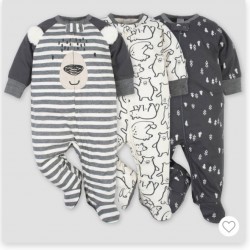 Gerber Baby Boys' 3pk Zip-Front Sleepsuit Gerber Baby Boys' 3pk Zip-Front Sleepsuit