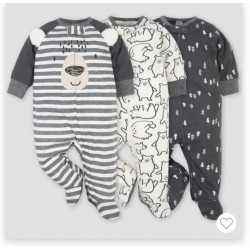 Gerber Baby Boys' 3pk Zip-Front Sleepsuit Gerber Baby Boys' 3pk Zip-Front Sleepsuit
