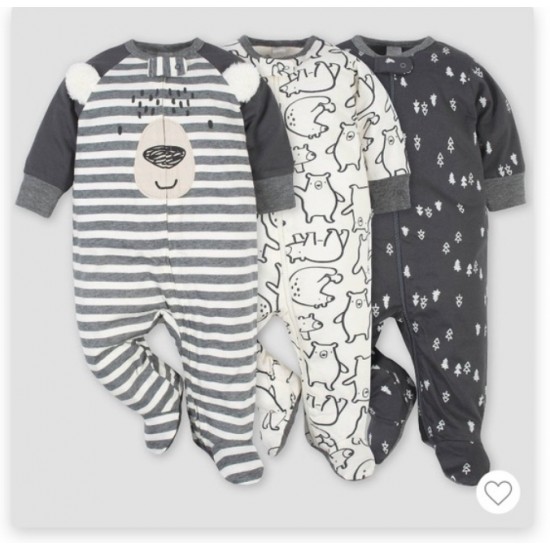 Gerber Baby Boys' 3pk Zip-Front Sleepsuit